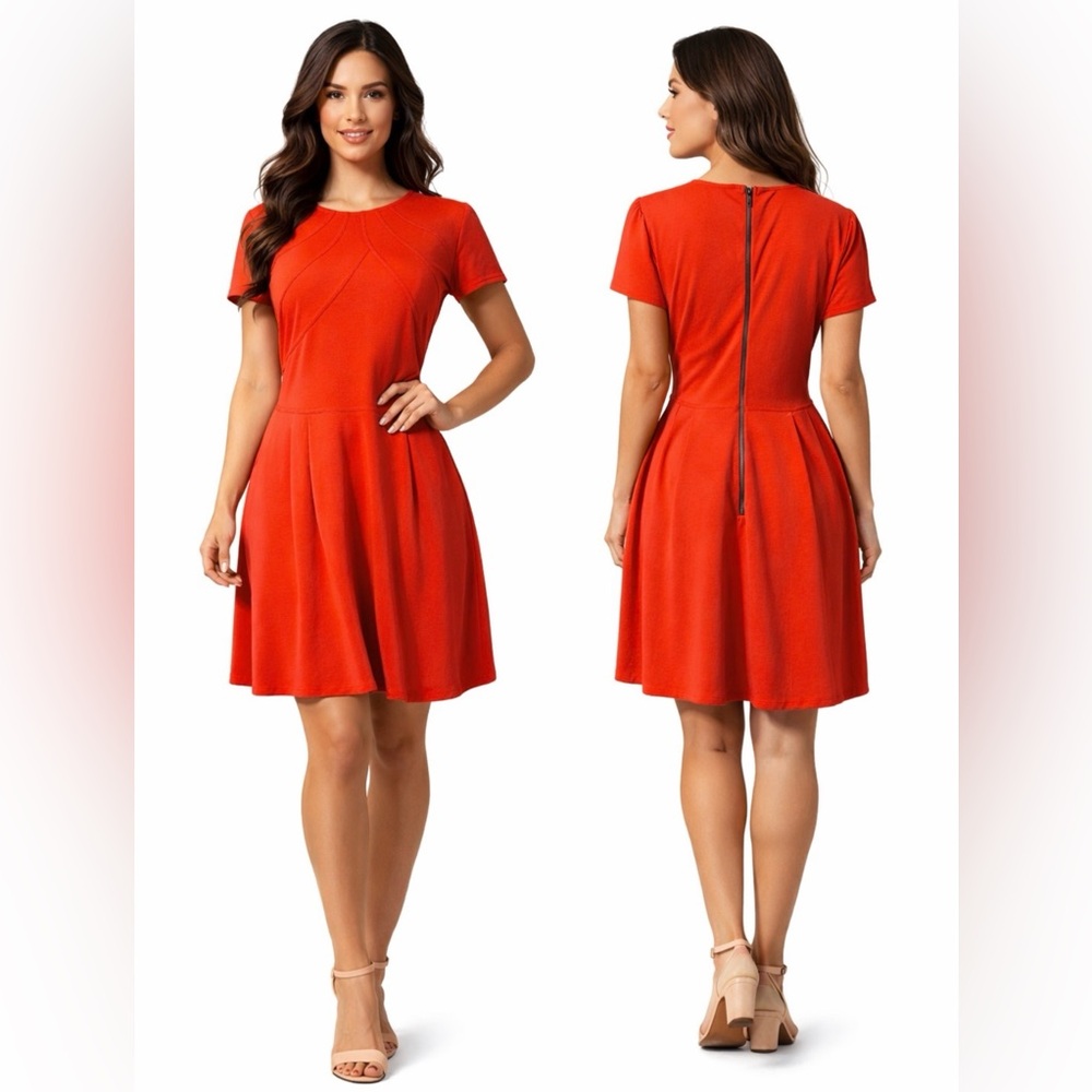 Alex Marie Dress Red XL Short Sleeve Stretch Pockets Career Church Washable